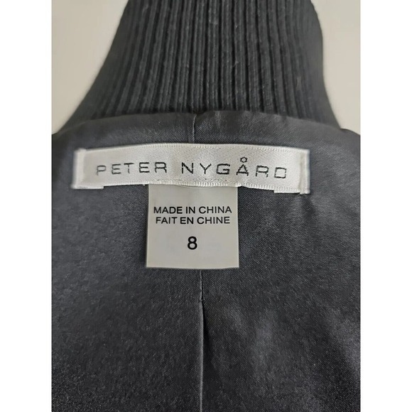 Peter Nygard ~Woman Size 8~ Black Shimmering Zip-Up Bomber Jacket Fully Lined. - Picture 8 of 12